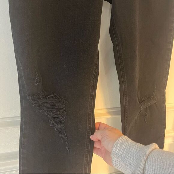 Retrofete Button Fly Distressed Raw Hem Black Denim Jeans Size 31, NWT - Picture 4 of 12